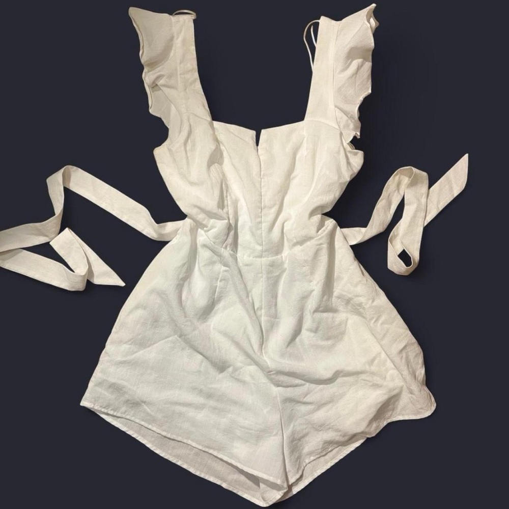 Miami White ruffle Sleeveless Romper